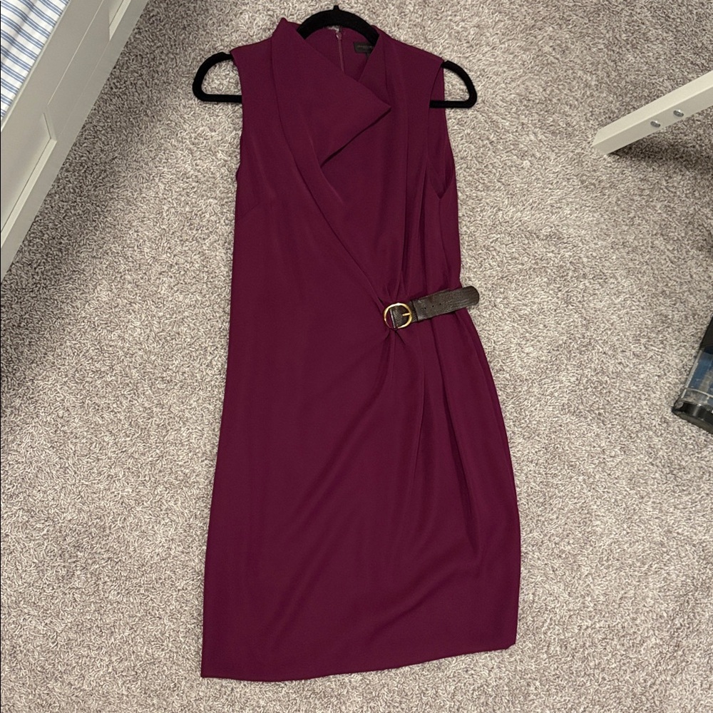 Donna Karen New York Elegant Purple Sleeveless Dress with Keyhole buckles